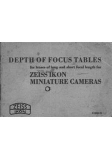 Zeiss Ikon Contax Accessories manual. Camera Instructions.